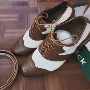 Men White and Brown Dressing Shoes